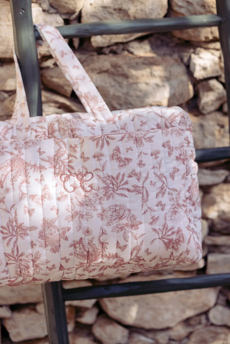 Baby Nappy Bag Toile de Jouy Pink