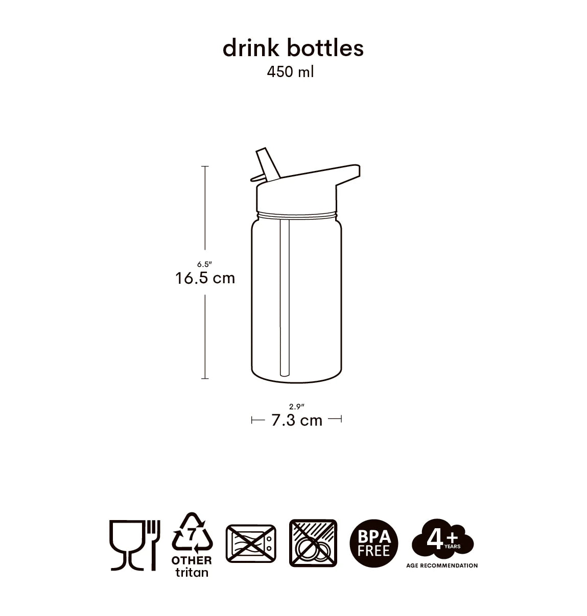 Tritan Water Bottle - 450ml - Hearts