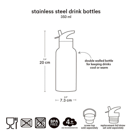 Stainless Steel Drink Bottle (350Ml) - Butterflies