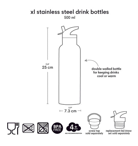Stainless Steel Water Bottle 500ml - Unicorn Dreams