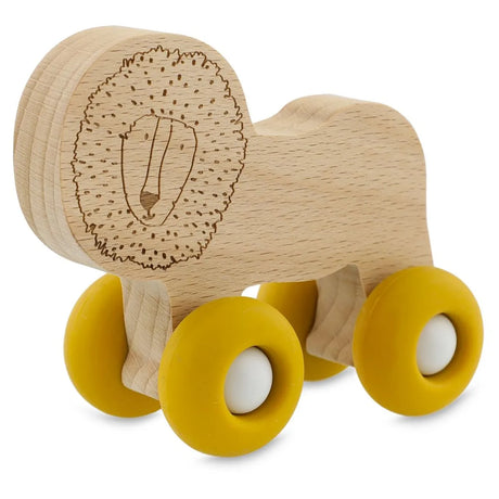 Wooden Animal Car With Silicone Wheels - Mr. Lion