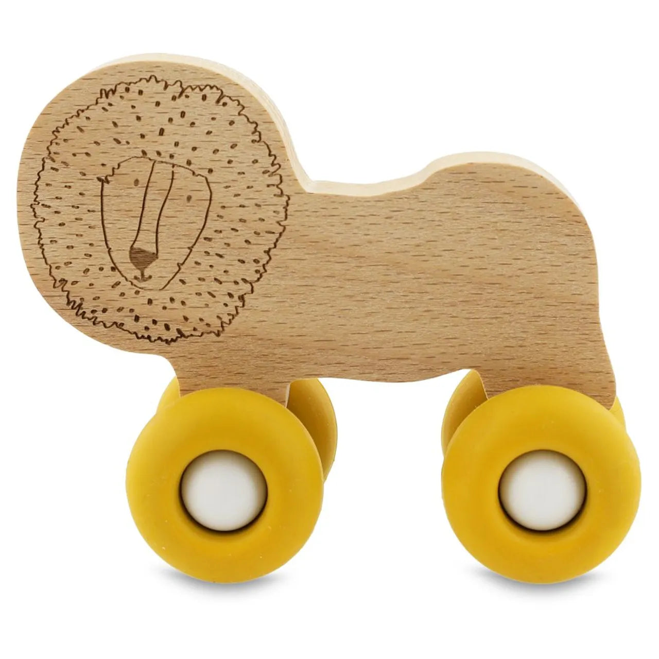 Wooden Animal Car With Silicone Wheels - Mr. Lion