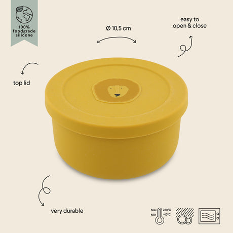 Silicone snack pot with lid - Mr. Lion