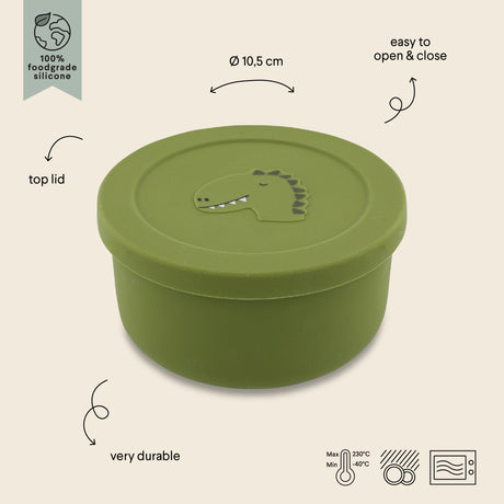 Silicone snack pot with lid - Mr. Dinosaur