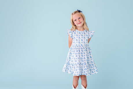 Ruffle Dress - Blue Belle
