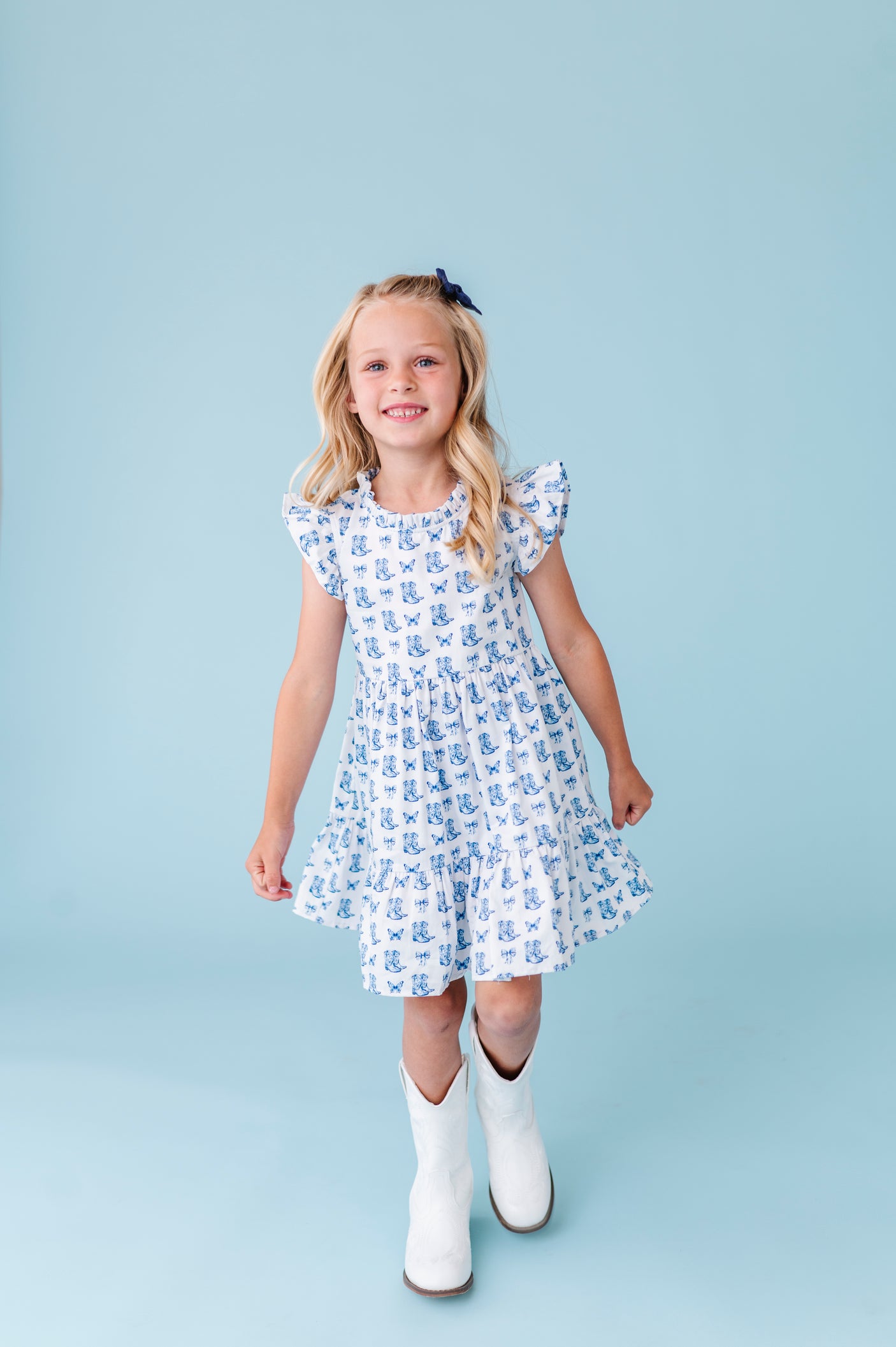 Ruffle Dress - Blue Belle