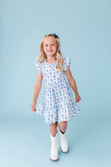 Ruffle Dress - Blue Belle