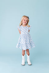 Ruffle Dress - Blue Belle