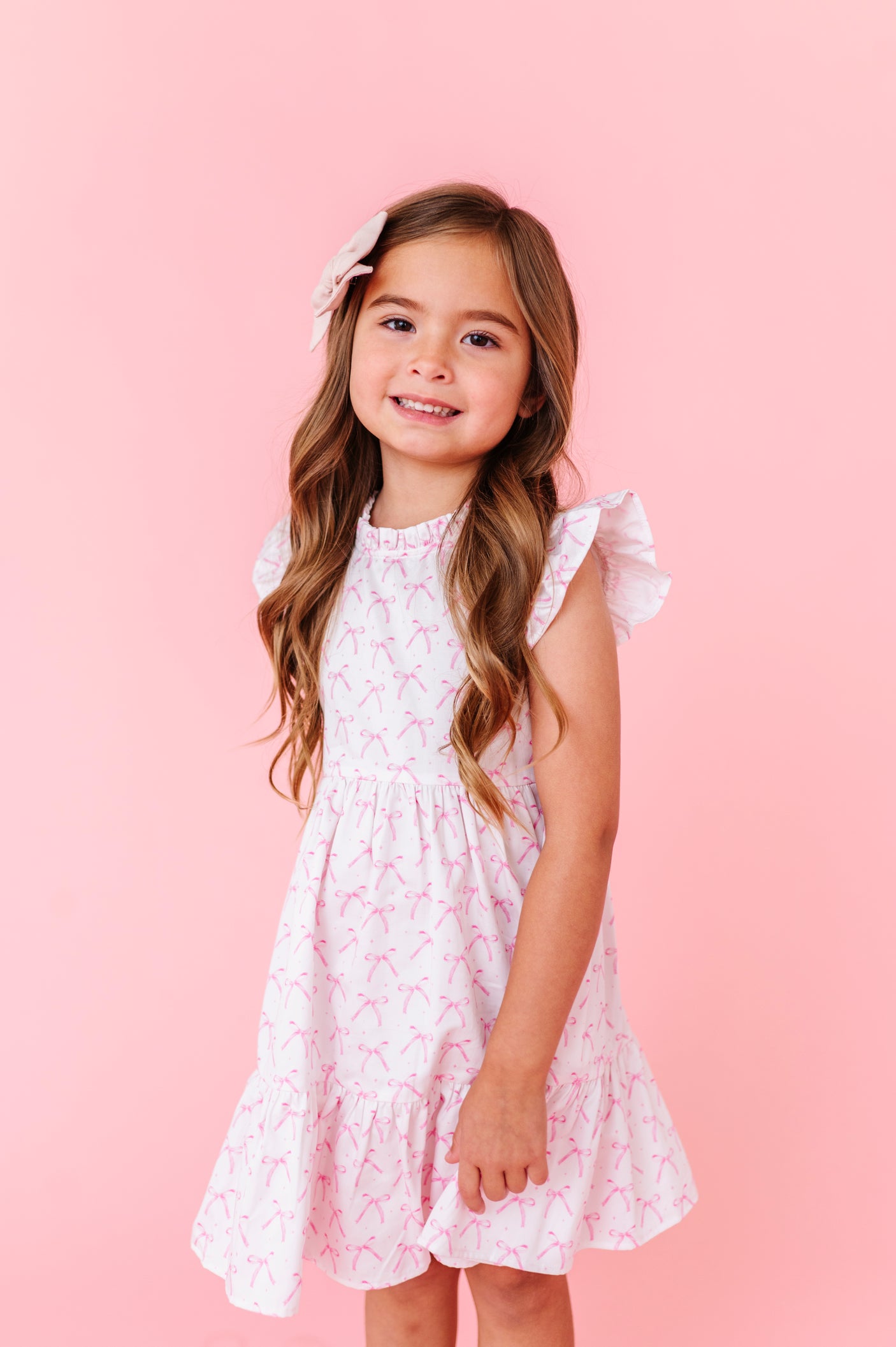 Ruffle Dress - Blush Bows