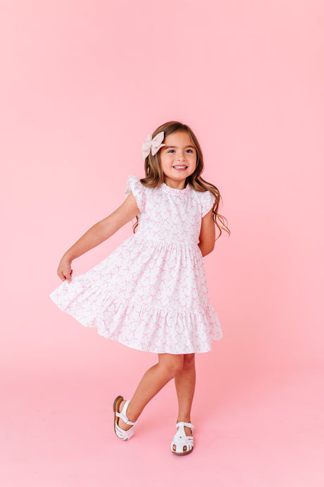 Ruffle Dress - Blush Bows