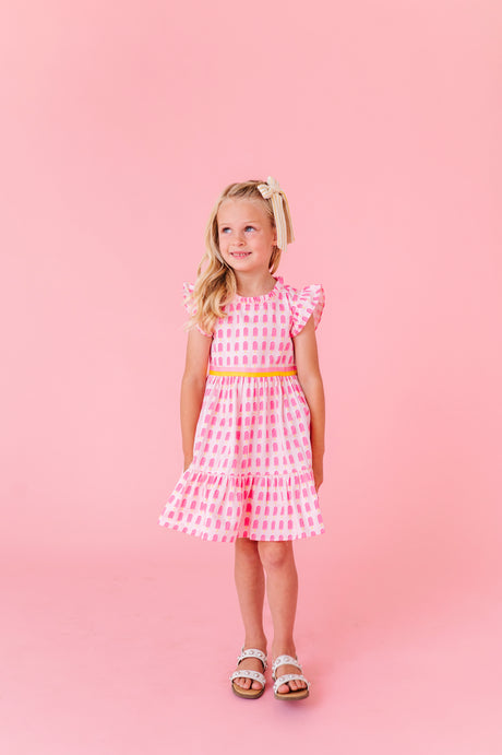 Ruffle Dress - Pink Popsicles