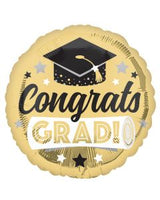 18" Foil Congrats Grad Shiny Gold Balloon