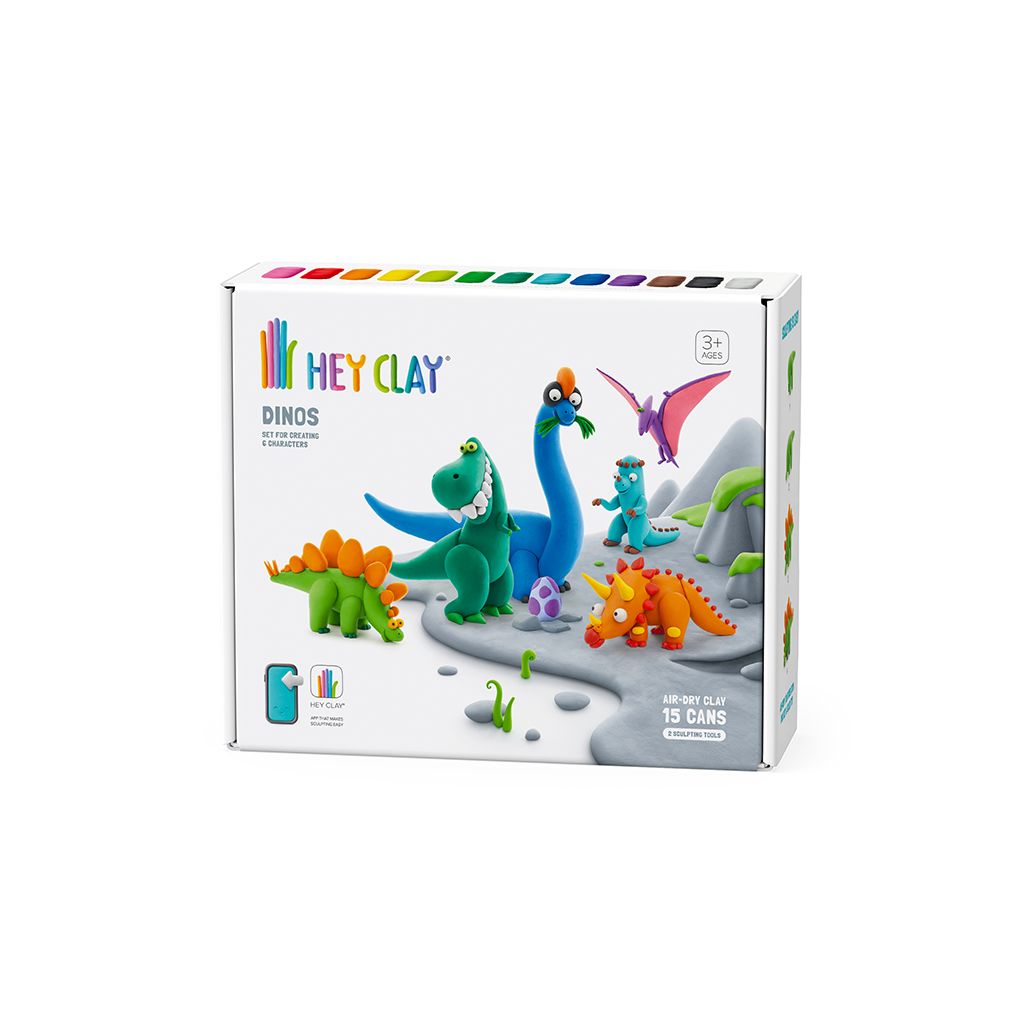 Dinos. Colorful modeling air-dry clay, 15 cans