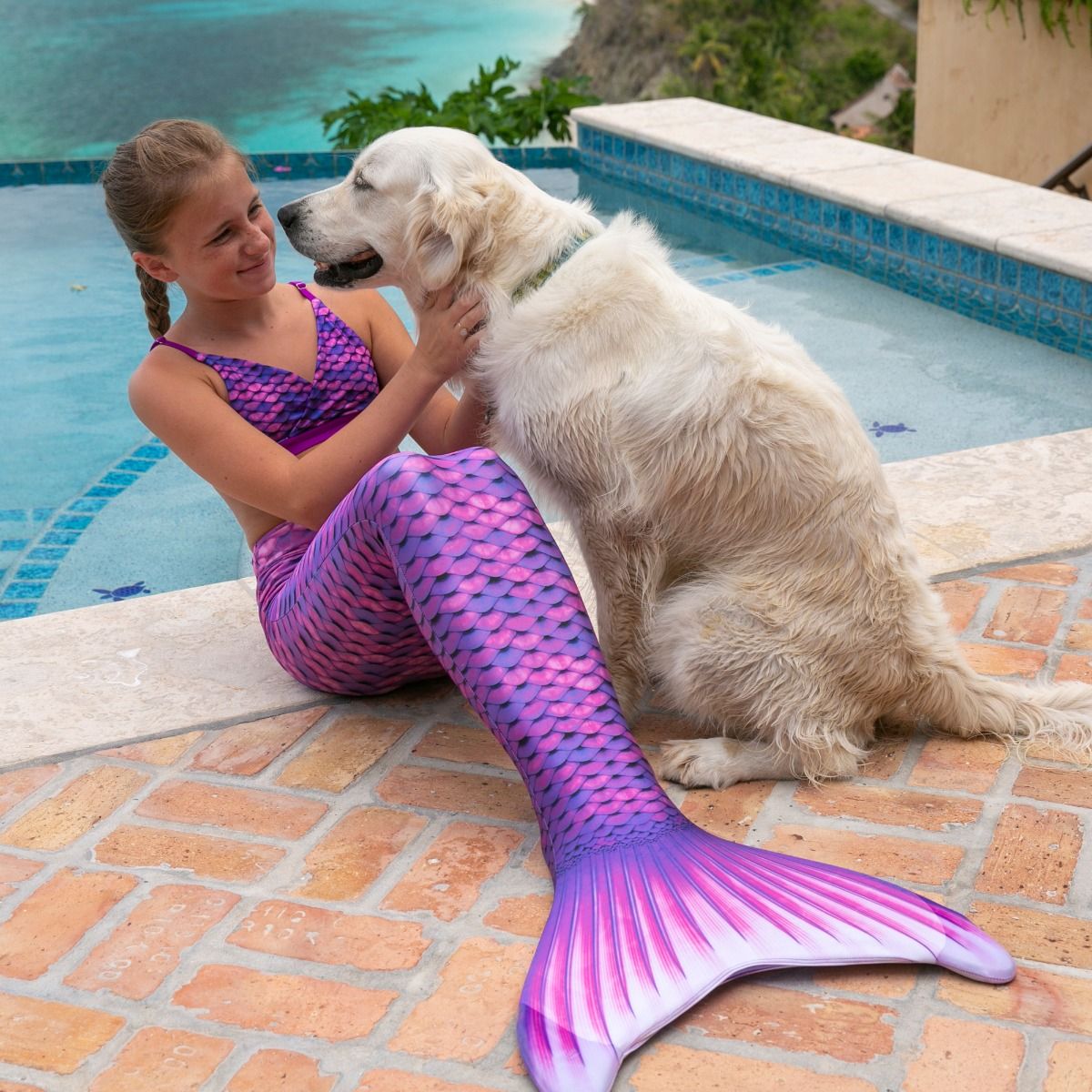 Asian Magenta Mermaid Tail With Monofin - Does Not Include Swimsuit