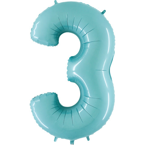 40" Number 3 Balloon Baby Blue