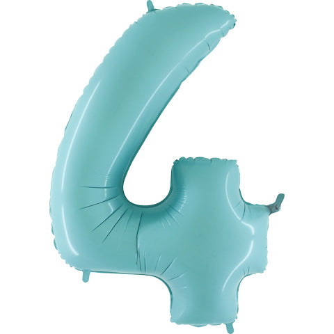 40" Number 4 Balloon Baby Blue