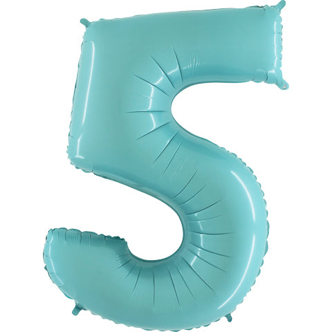 40" Number 5 Balloon Baby Blue