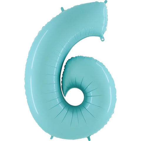 40" Number 6 Balloon Baby Blue