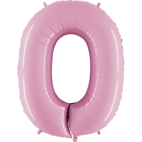 40" Number 0 Balloon Baby Pink