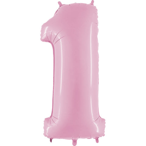 40" Number 1 Balloon Baby Pink