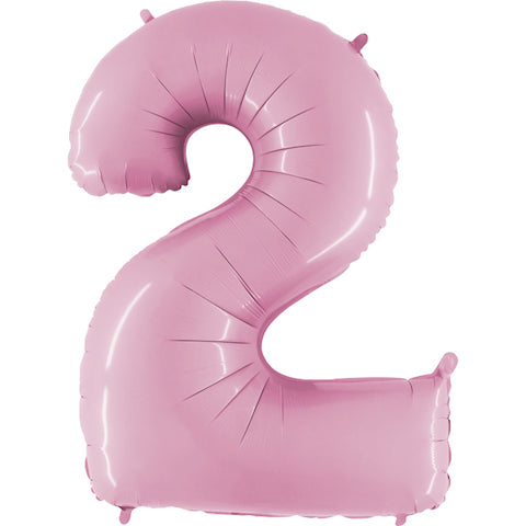 40" Number 2 Balloon Baby Pink