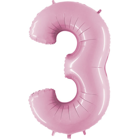 40" Number 3 Balloon Baby Pink