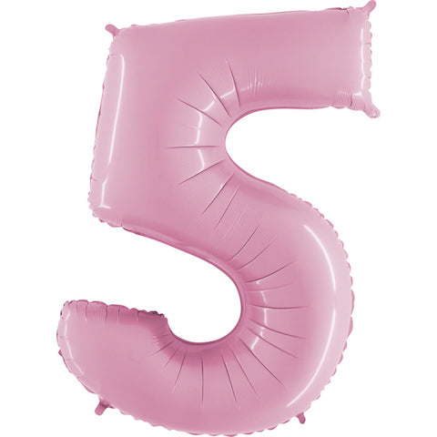 40" Number 5 Balloon Baby Pink