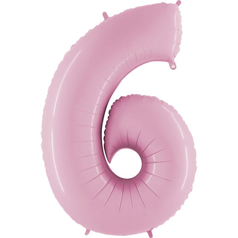 40" Number 6 Balloon Baby Pink