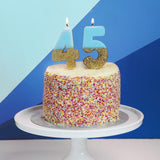 We Heart Birthday Glitter Number Candle Blue 4