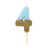 We Heart Birthday Glitter Number Candle Blue 4