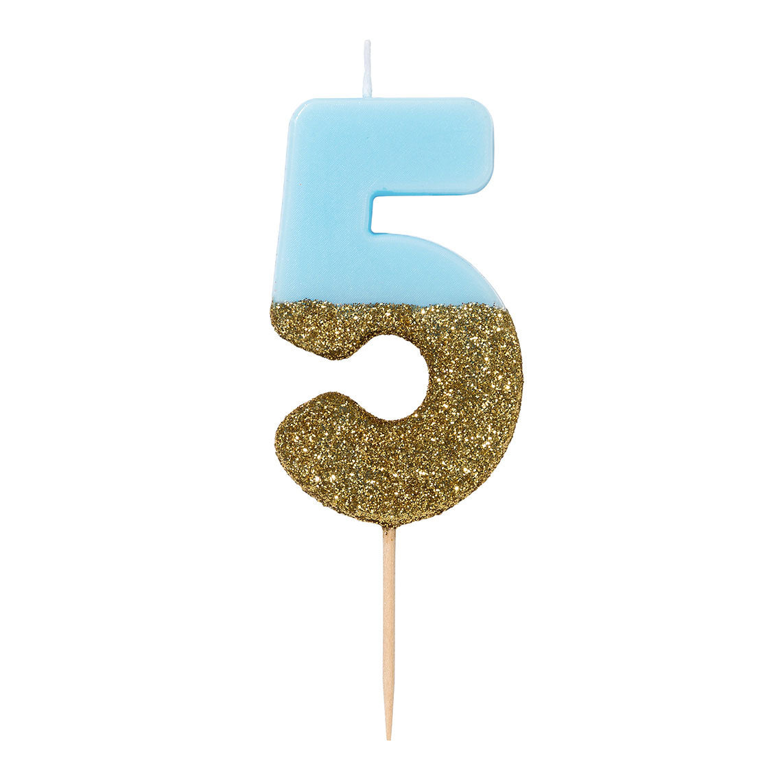 We Heart Birthday Glitter Number Candle Blue 5