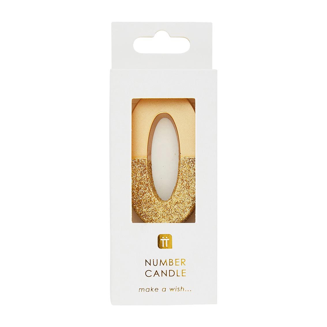 We Heart Birthdays Gold Glitter Number Candle 0