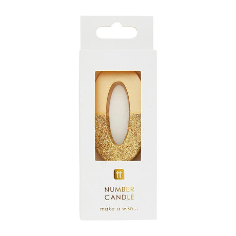 We Heart Birthdays Gold Glitter Number Candle 0