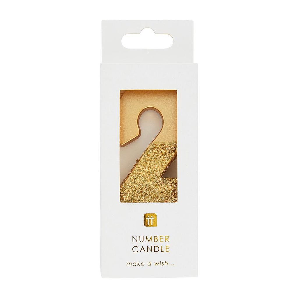 We Heart Birthdays Gold Glitter Number Candle 2