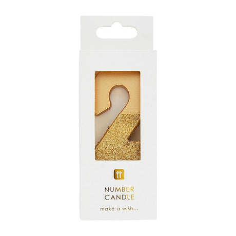 We Heart Birthdays Gold Glitter Number Candle 2