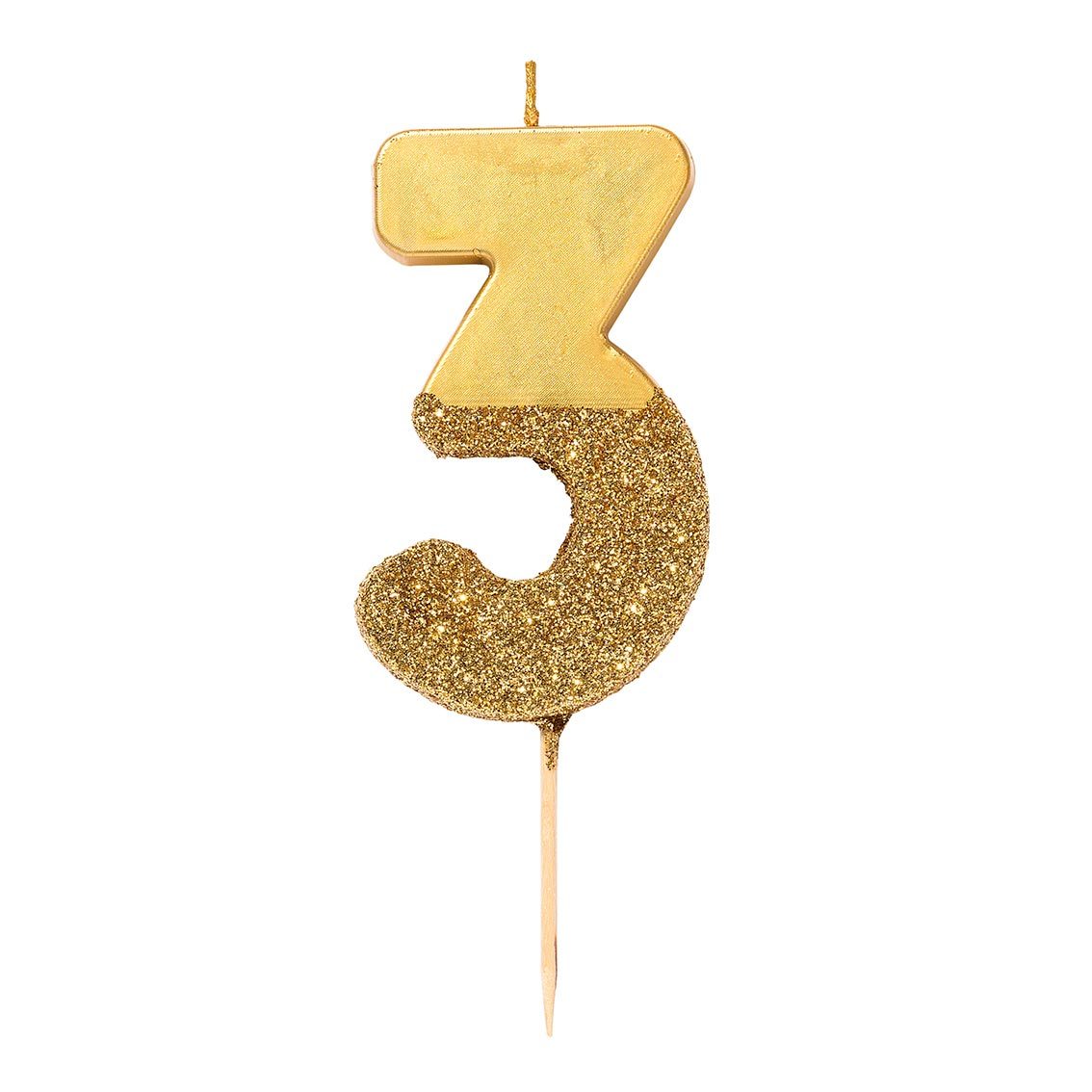 We Heart Birthdays Gold Glitter Number Candle 3