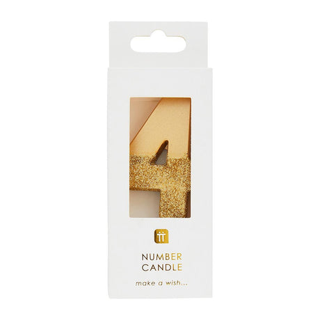 We Heart Birthdays Gold Glitter Number Candle 4