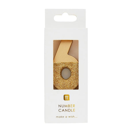 We Heart Birthdays Gold Glitter Number Candle 6