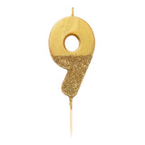 We Heart Birthdays Gold Glitter Number Candle 9