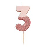 We Heart Birthdays Rose Gold Glitter Number Candle 3