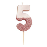 We Heart Birthdays Rose Gold Glitter Number Candle 5