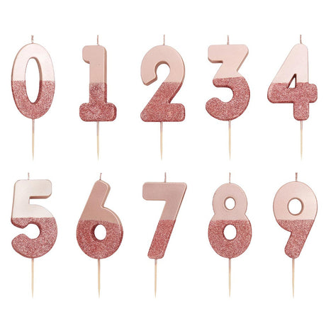 شمعة We Heart Birthdays باللون الذهبي الوردي اللامع رقم 2 