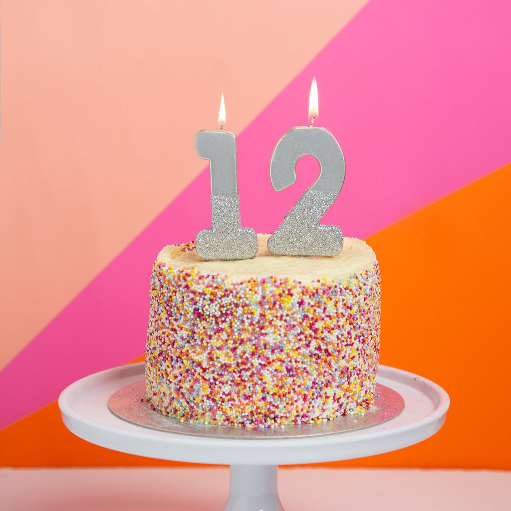 We Heart Birthdays Glitter Number Candle 2, Silver