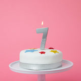 We Heart Birthdays Glitter Number Candle 7, Silver