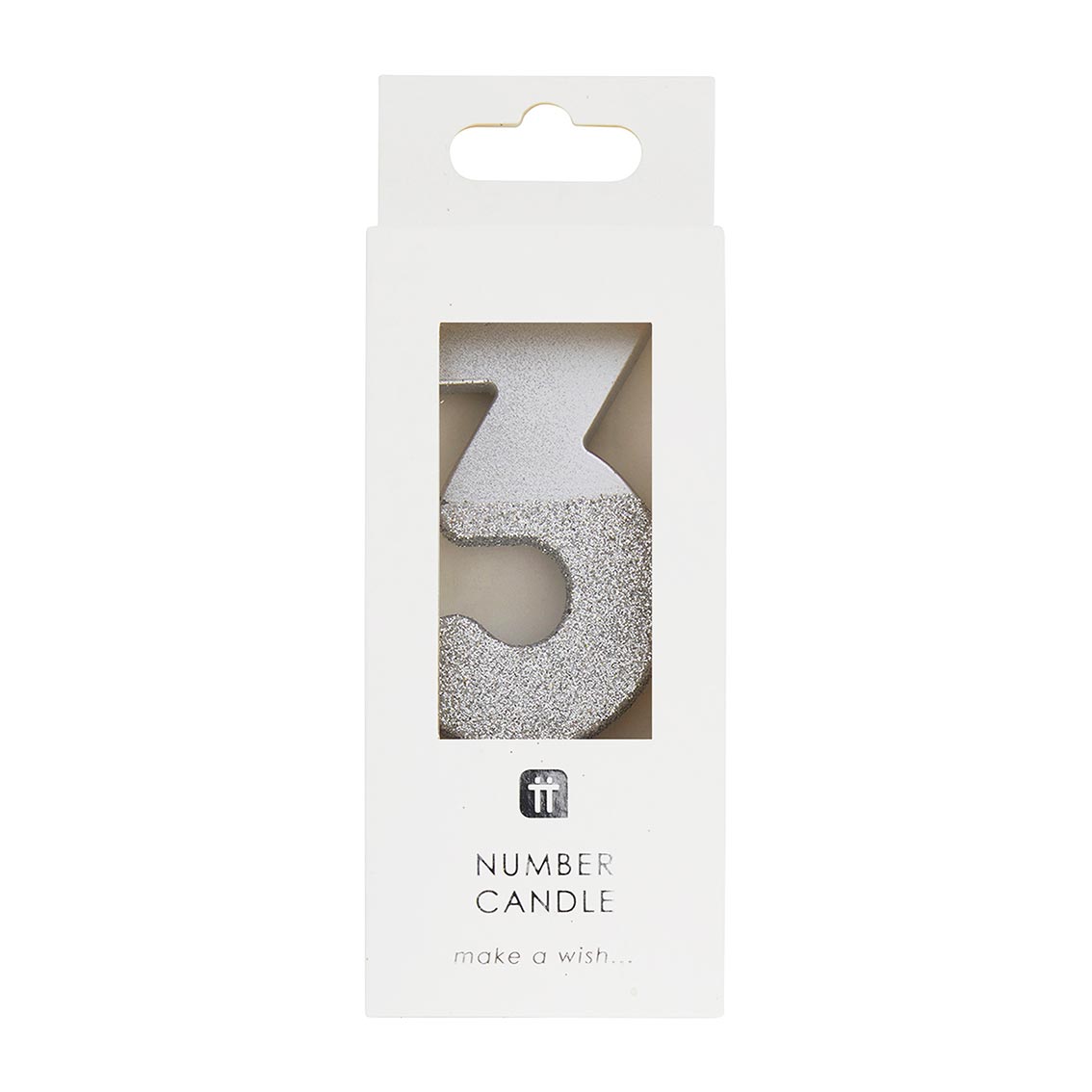 We Heart Birthdays Glitter Number Candle 3, Silver