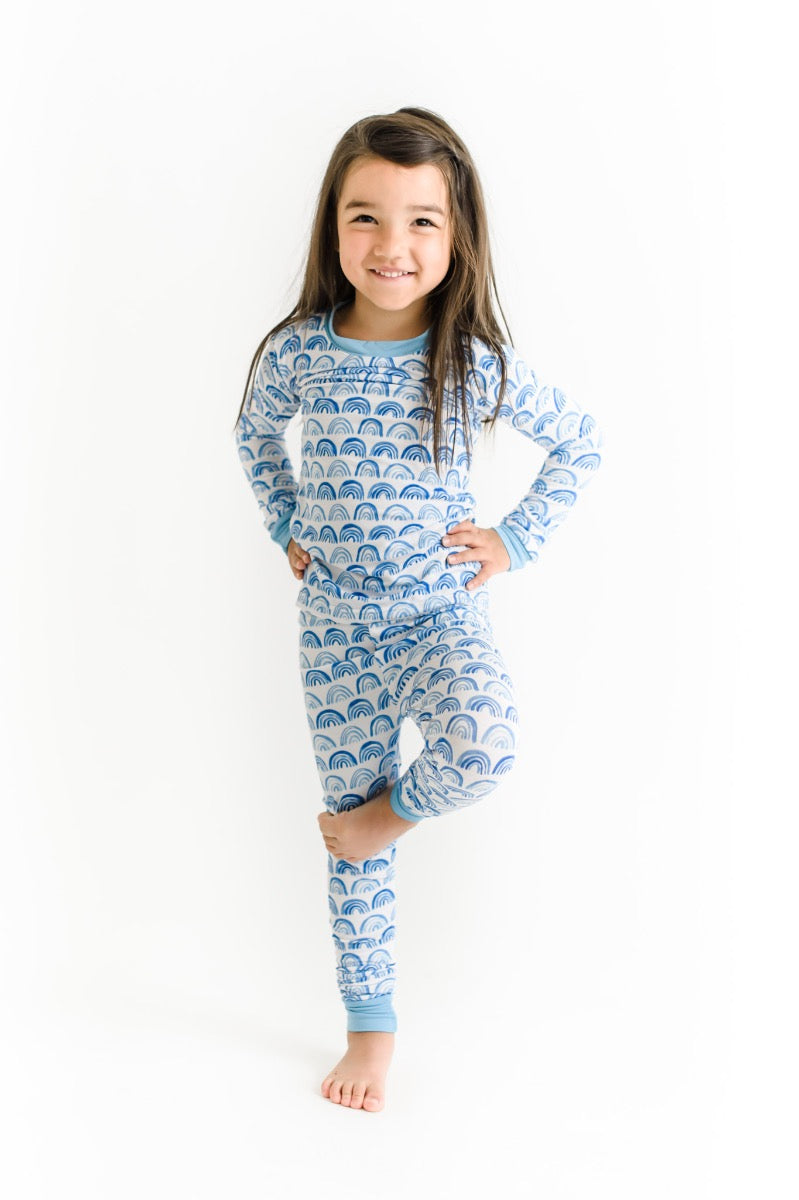 Blue Rainbows Two Piece Bamboo Viscose Pajama Set