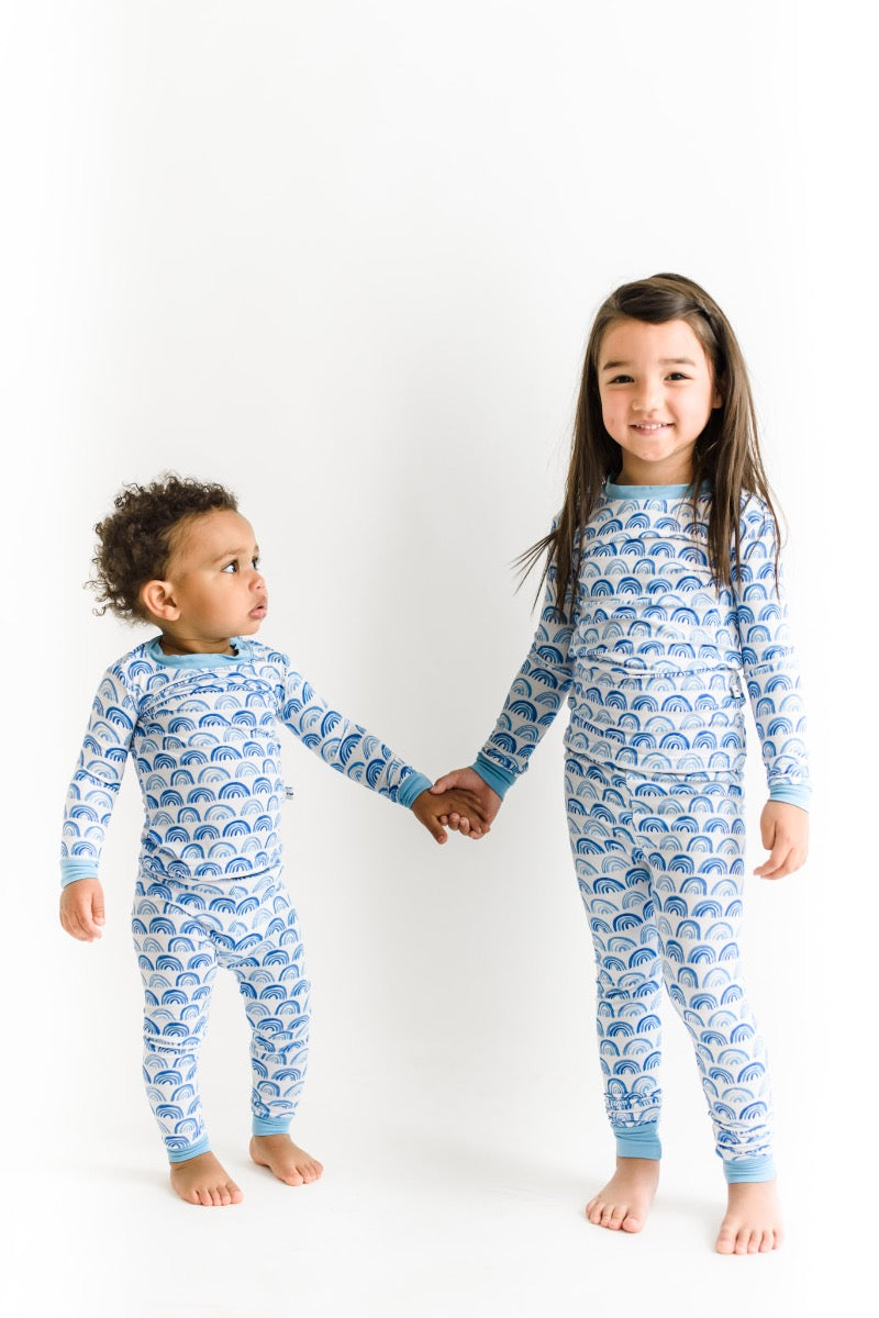 Blue Rainbows Two Piece Bamboo Viscose Pajama Set