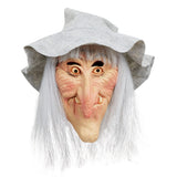 Witch Mask with Hat and Grey Hair