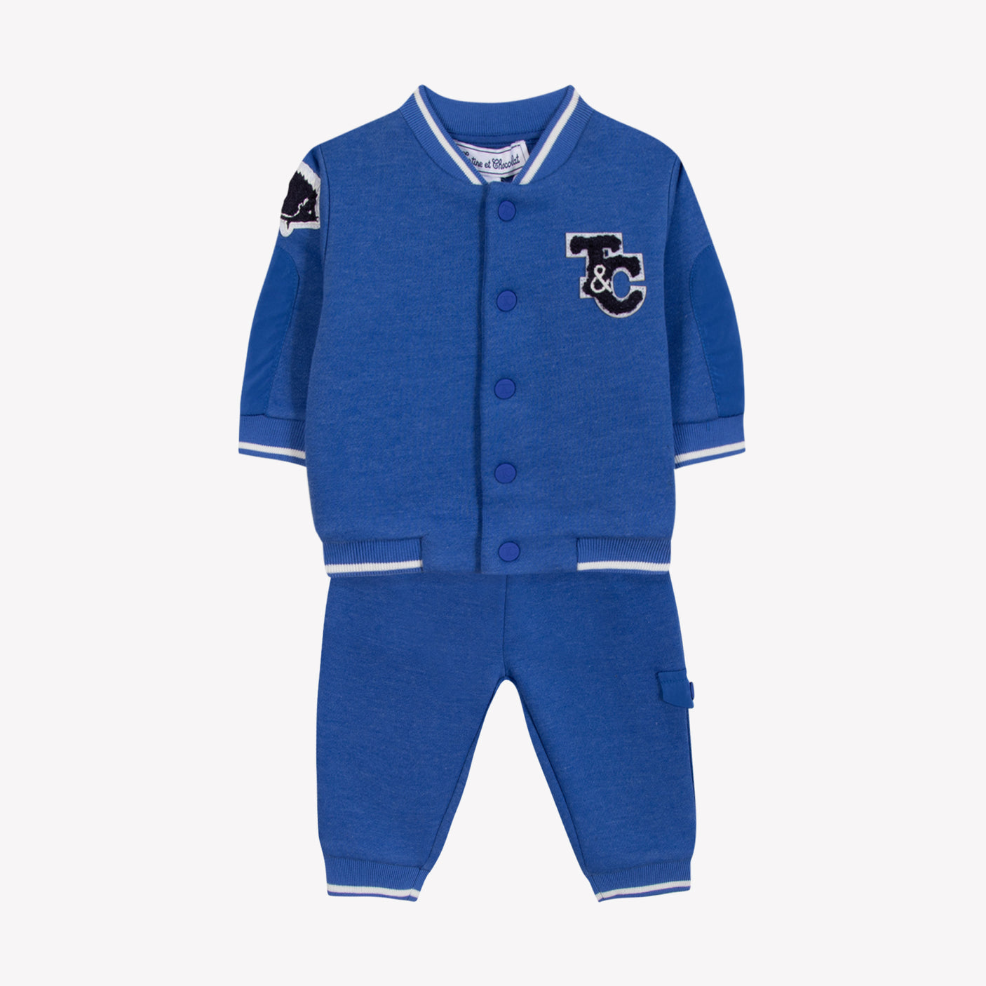 Boys Electric Blue Jersey Varsity Trouser Set