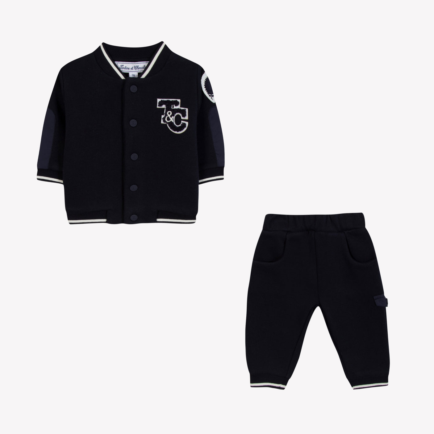 Boys Navy Blue Jersey Varsity Trouser Set